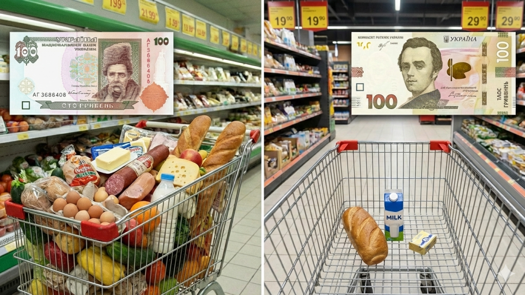 Что можно было купить на 100 гривен раньше и теперь: от месячного бюджета до мелких расходов (ВИДЕО)