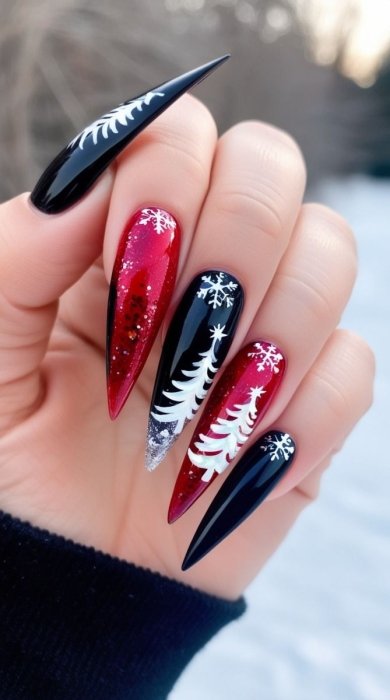 Манікюр на Новий 2026 рік на довгі нігті