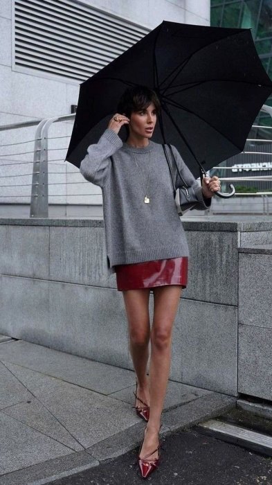 Модные кожаные юбки 2025, фото