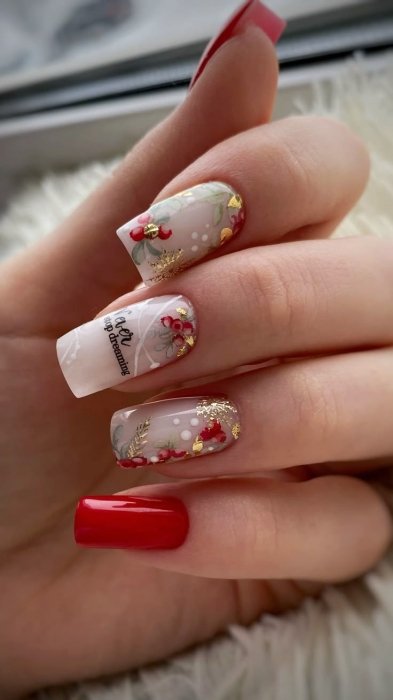 Гарний манікюр на Різдво 2025, ідеї