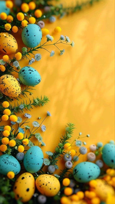 Желто-голубые пасхальные яйца, фото