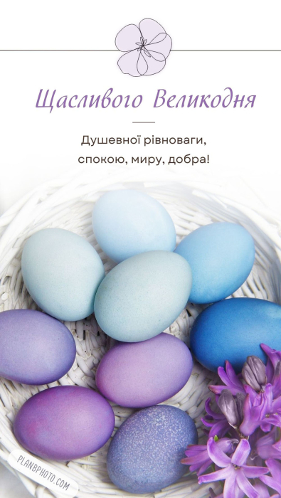 Фиолетовые и голубые пасхальные яйца, фото