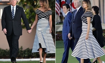 Мелания Трамп в полосатом платье стала модным вдохновением недели (ФОТО)