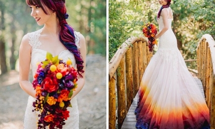 Как сделать свою свадьбу незабываемой: девушка полностью трансформировала обычное свадебное платье, разукрасив его подол