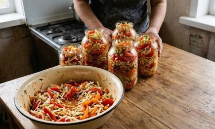 Легендарный салат "Огонек" с капустой, перцем и помидорами — ешьте прямо сейчас или делайте запас на зиму (РЕЦЕПТ)