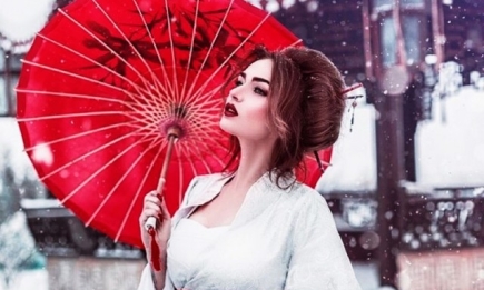 Алена Водонаева снялась в фотосессии  в образе гейши: восточная сказка зимой