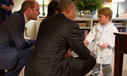 Принц Джордж в халате встретил Барака Обаму