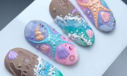 Морские ногти: маникюр с роскошным объемным декором (ФОТО)