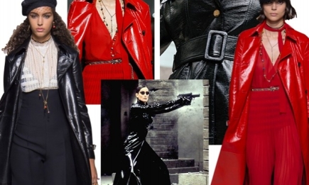 Шпионский шик: кожаные плащи как у Тринити на показе Christian Dior