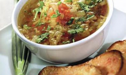 Рецепт постного блюда  «Марокканская похлебка из овощей с гренками». ФОТО