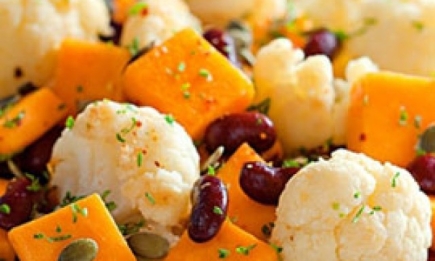 Рецепт постного блюда «Салат из цветной капусты, тыквы и с апельсиновым соком»