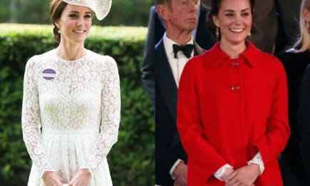 Королевский дебют в старом платье: Кейт Миддлтон появилась на скачках в том же платье, что и месяц назад