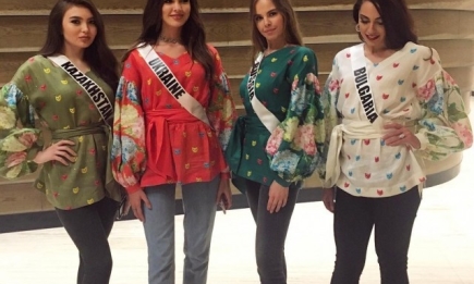 Мисс Украина Вселенная Алена Сподынюк подарила участницам вышиванки