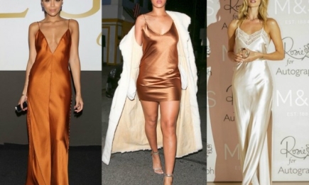 Бельевой тренд: как Риана, Кейт Мосс и другие звезды носят платье-комбинацию (30+ фото)