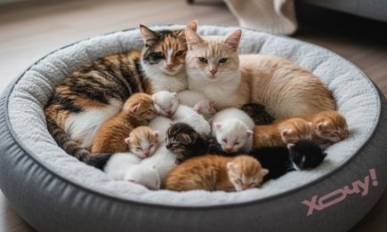 "Кошачий детсад" взорвал TikTok: две кошки одновременно родили 15 котят (ВИДЕО)