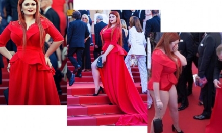Рlus-size модель Юлия Рыбакова потеряла юбку в Каннах (ВИДЕО)