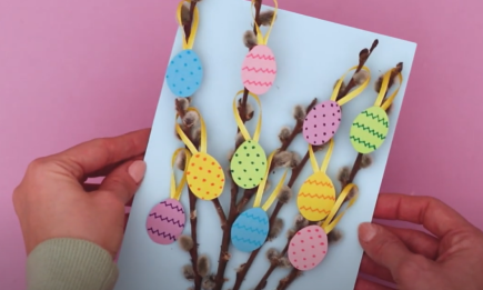 Листівка на Великдень з об'ємним букетом — майстер-клас для дітей 4 — 5 років (ВІДЕО)