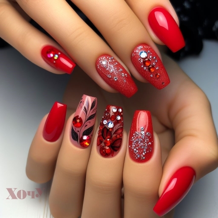 Самый модный декор красных ногтей: делаем стильный маникюр на зиму 2024 (ФОТО) - фото №9