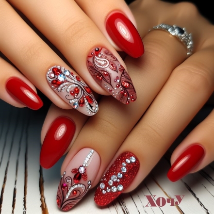 Самый модный декор красных ногтей: делаем стильный маникюр на зиму 2024 (ФОТО) - фото №7