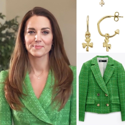 В ярко-зеленом пиджаке и золоте: Кейт Миддлтон поздравила всех с Днем святого Патрика (ФОТО) - фото №1