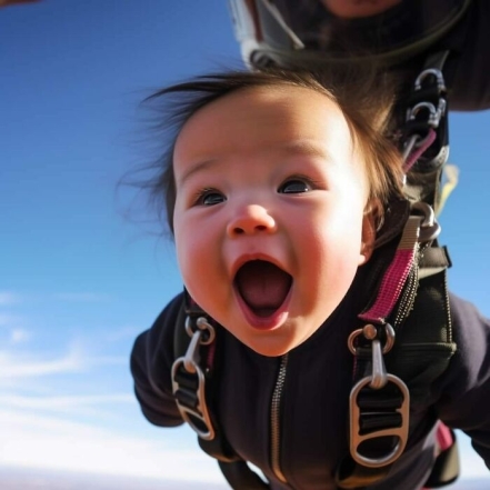 Кумедні фото дітей, які стрибають з парашутом
