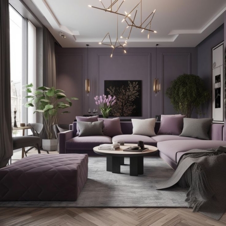 Фіолетові відтінки для зали, фото
