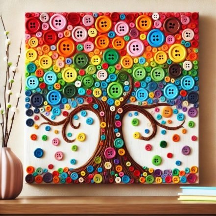 Картины из пуговиц, уникальные творческие идеи