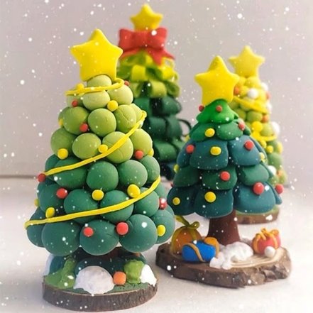 Елки из воздушного пластилина