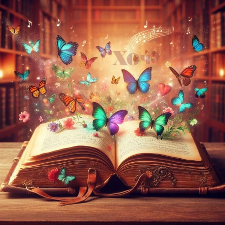 На фото книга, из которой вылетают бабочки