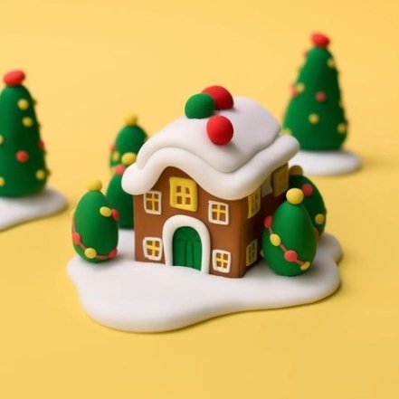 Зимний домик из воздушного пластилина, идеи для детей