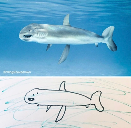 Кумедний дитячий малюнок акули