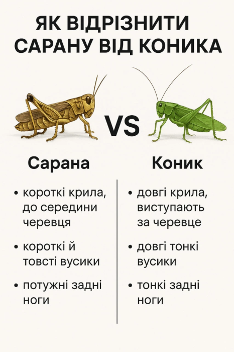 як відрізнити сарану від коника