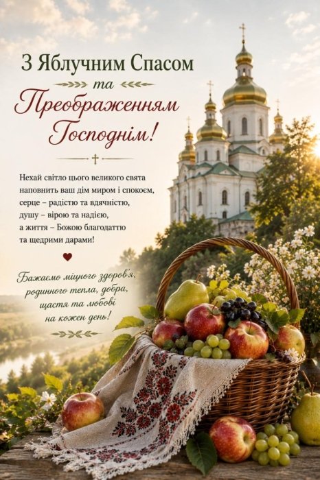 Поздравление с Яблочным Спасом и Преображением Господним