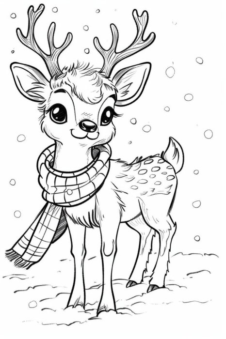 Раскраска для детей — сказочный олень