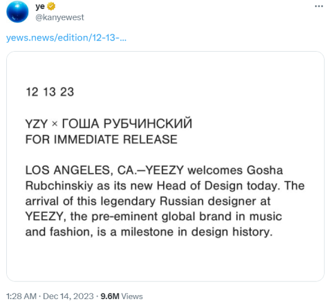 Место Yeezy теперь на свалке мира моды: Канье Уэст сделал россиянина главным дизайнером своего бренда - фото №1