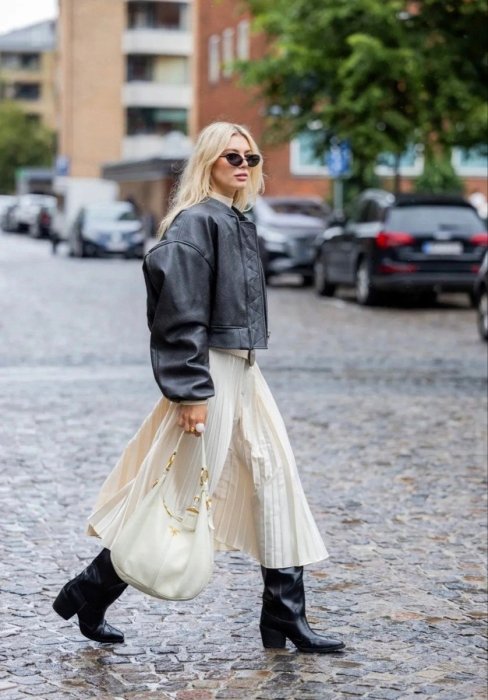 Модная кожаная куртка на осень.