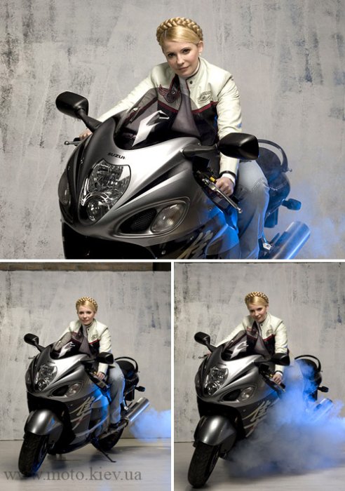 Юлия Тимошенко на мотоцикле, фото