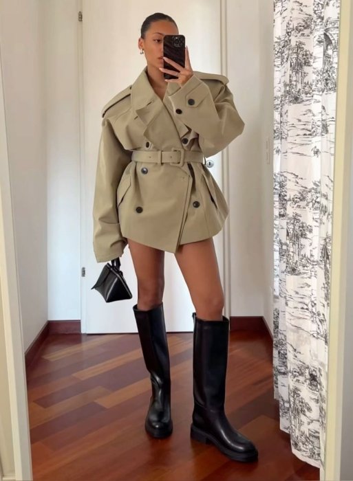 Модные укороченные тренчи в осенних образах.