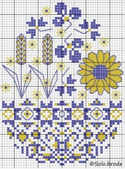 Схема для вишивки жовто-блакитної писанки, фото