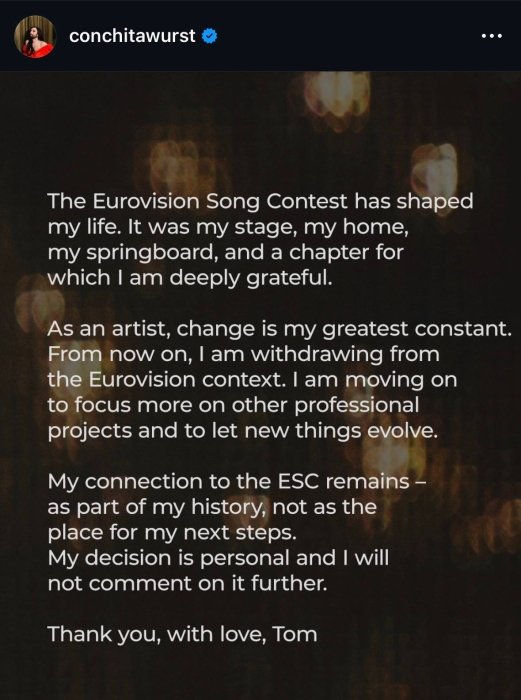 Кочіта Вурст іде з Євробачення - яка причина і що сказала співачка - фото