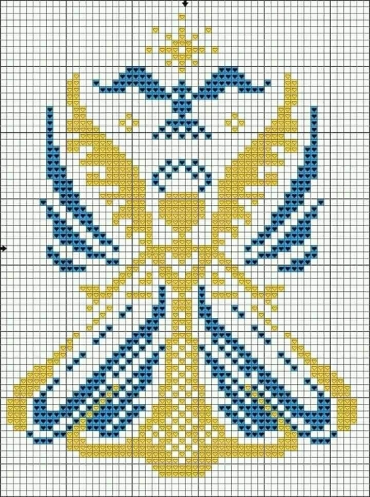 Схема вышивки желто-голубого ангела,фото