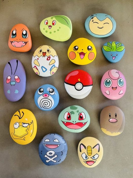 Рисуем героев мультиков на камнях