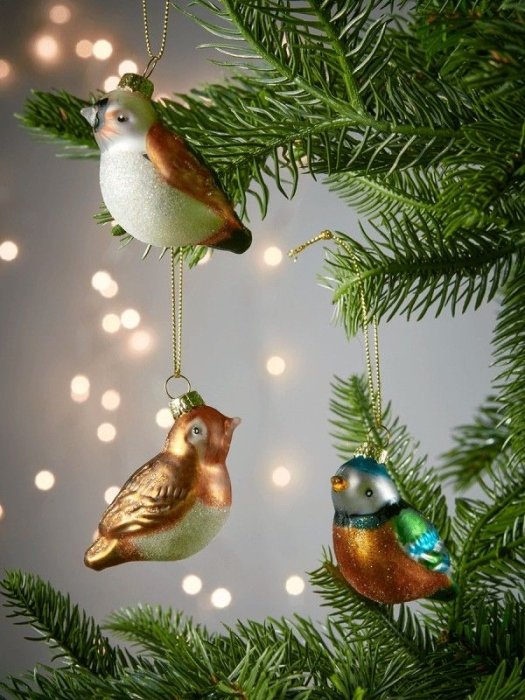 Игрушки на елку в форме птиц