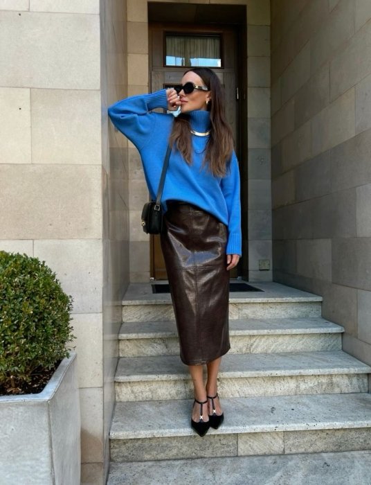 Кожаные юбки, которые будут в тренде осенью 2025 года, фото