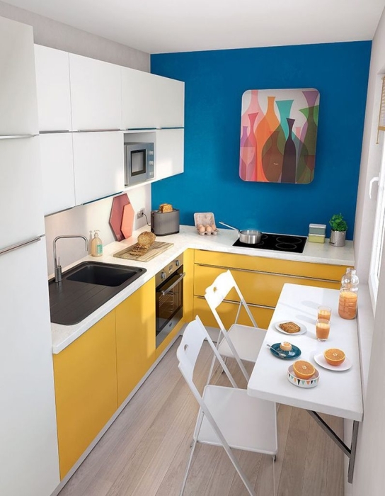 Желто-голубая кухня: трендовые варианты интерьера в национальных цветах (ФОТО) - фото №14