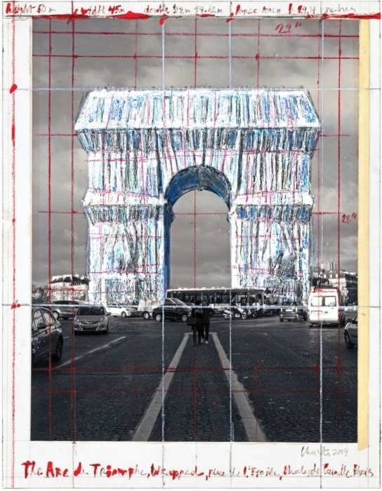 Исполняют последнюю волю художника Христо: Триумфальную арку в Париже обтягивают тканью (ФОТО) - фото №1