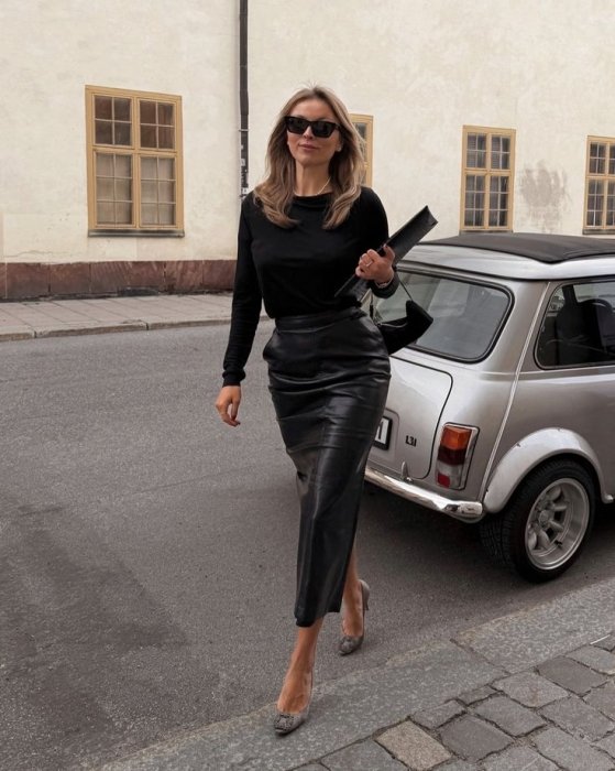 Кожаные юбки, которые будут в тренде осенью 2025 года, фото