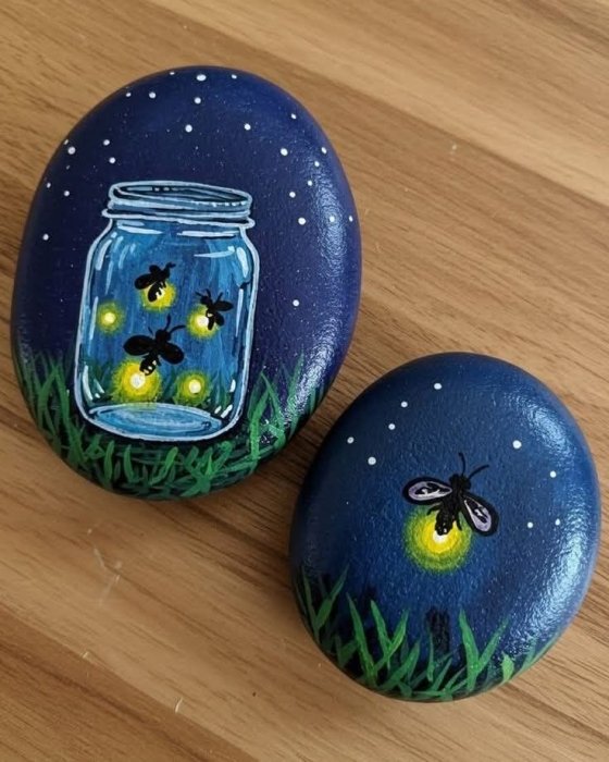 Рисуем насекомых на камнях