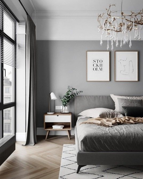Спальня у сірих відтінках, фото