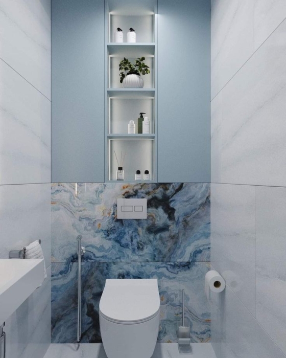 Ванная комната голубого цвета, фото